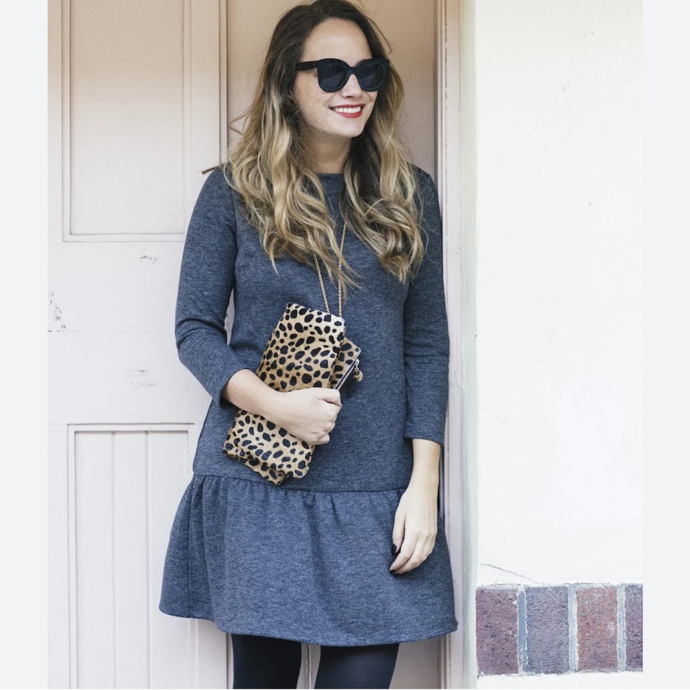 LOFT | Women’s Gray Flounce Babydoll Dress | XS